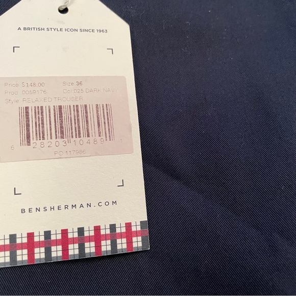 Ben Sherman Men's Navy Blue Pants-Slim Tapered Fit-Size 36 Waist-30 Long NWT - Picture 13 of 13